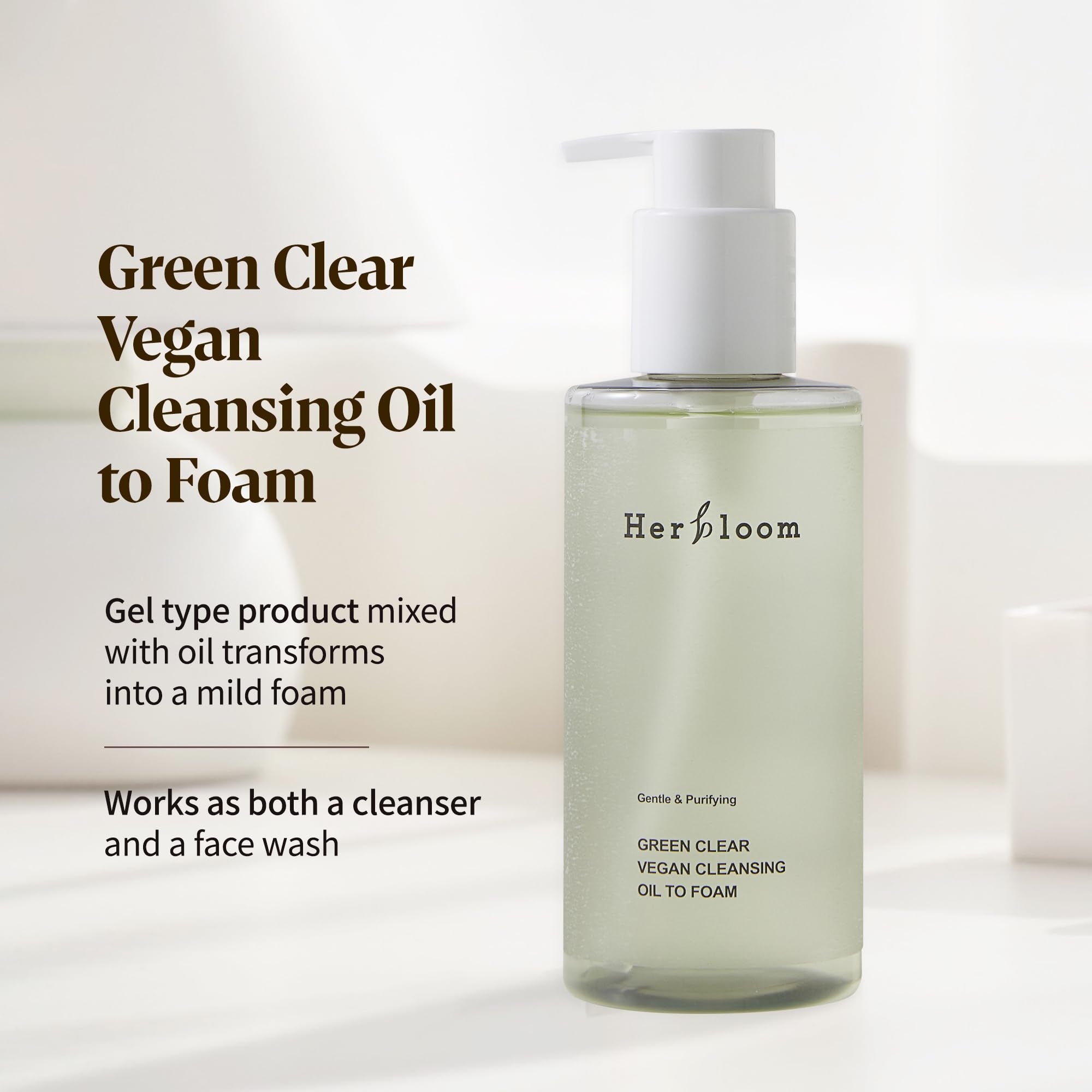 Herbloom Green Clear Vegan Cleansing Oil To Foam