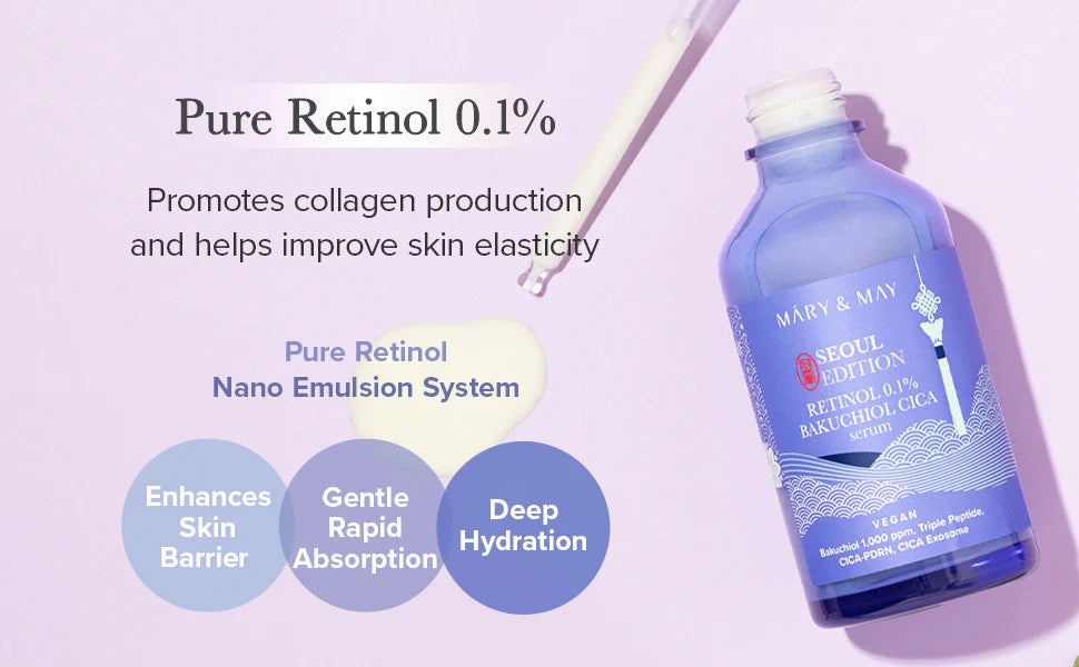 Mary &amp; May SEOUL EDITION Retinol 0.1% Bakuchiol Cica Serum